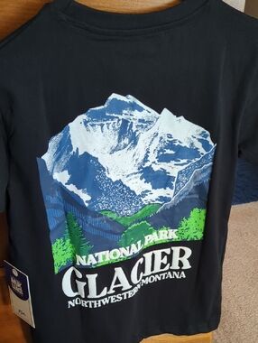 Glacier National Park Muk Luks Black Kids Tagged Tee with Blue Label.Montana.SAL